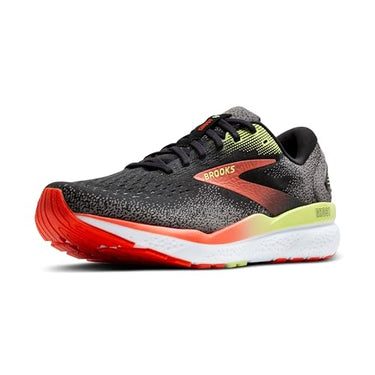 BROOKS Men's Ghost 16 Sneaker, Black/Mandarin Red/Green, 42.5 EU on Sale